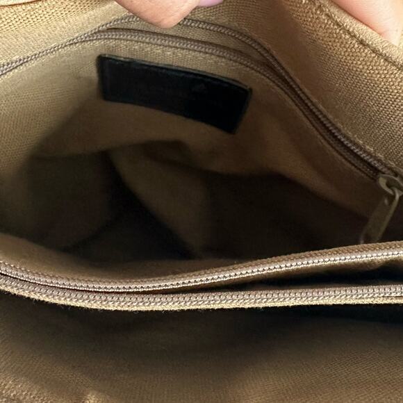 Vintage 90s Liz Claiborne Saddle Bag Crossbody Beige & Brown Equestrian - Picture 5 of 8